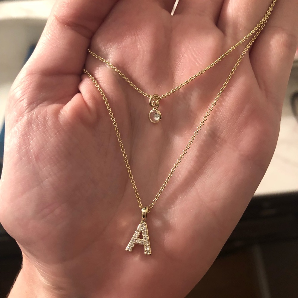 NEW! LOFT gold layered necklace, with letter “A”